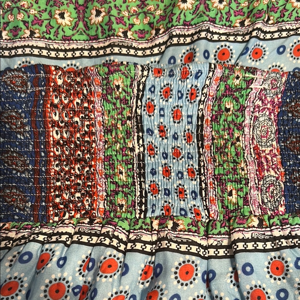 Bohemian Multicolour Strapless Dress size Medium Large.